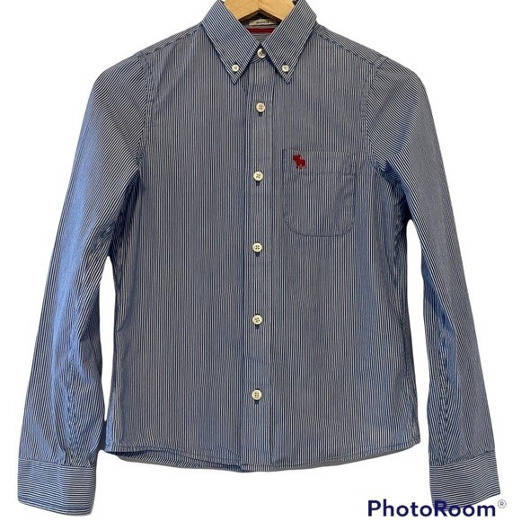 Abercrombie Kids Cotton Long Sleeve Button Down Shirt Muscle Fit - Picture 3 of 10